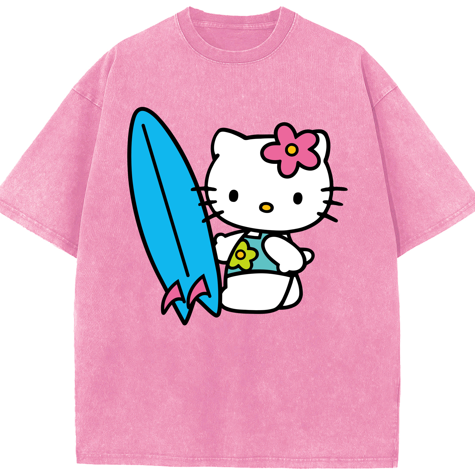 （画像用） Hello Kitty ハローキティ 綿100% ヴィンテージ風 半袖Tシャツ（フロントプリント）